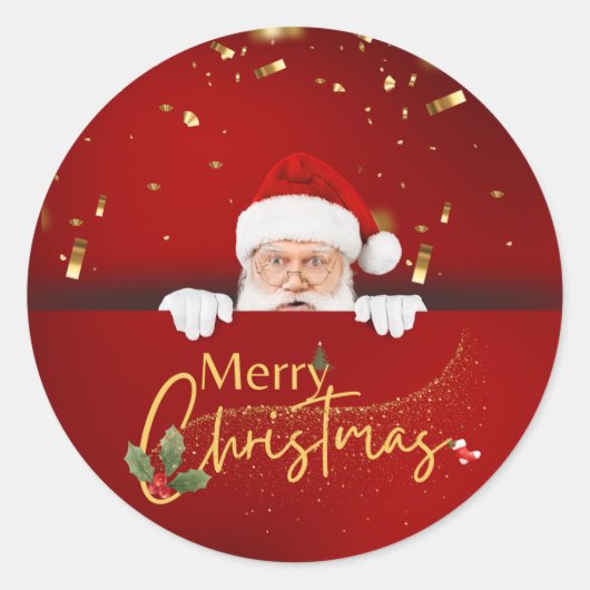 素敵なサンタクロースのメリークリスマス ラウンドシール (正面)