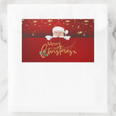 素敵なサンタクロースのメリークリスマス 長方形シール (バッグ)