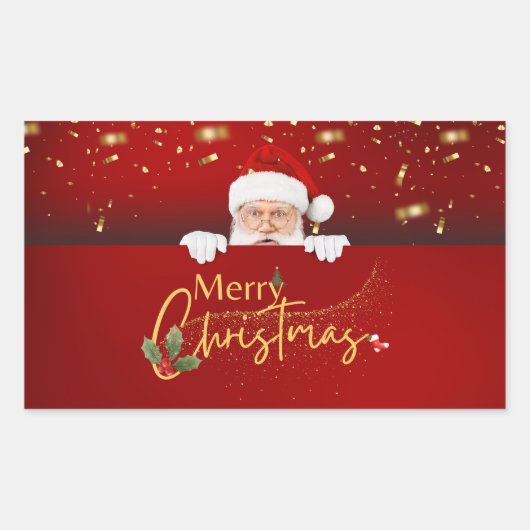 素敵なサンタクロースのメリークリスマス 長方形シール (正面)