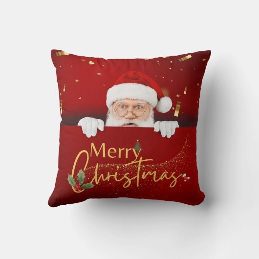 素敵なサンタクロース、メリークリスマスレッド クッション (裏面)