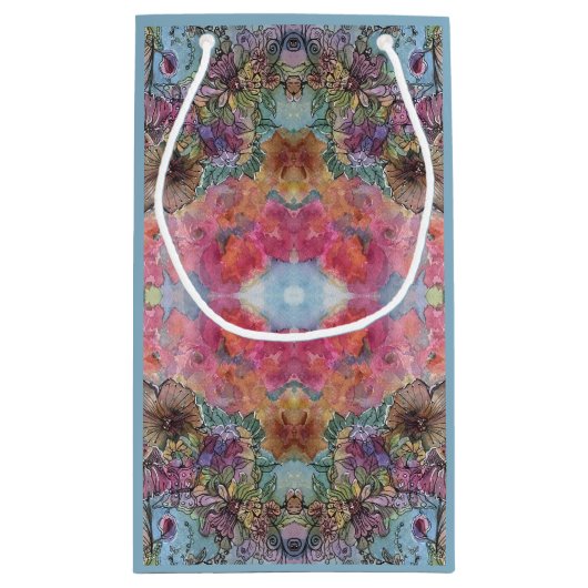 素敵なシックなフラワーガーデンウォーターカラー絵画ズ スモールペーパーバッグ (裏面)