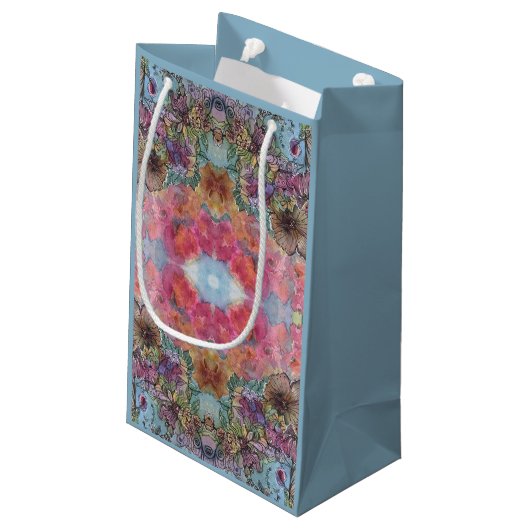 素敵なシックなフラワーガーデンウォーターカラー絵画ズ スモールペーパーバッグ (裏面アングル)