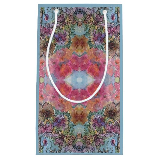 素敵なシックなフラワーガーデンウォーターカラー絵画ズ スモールペーパーバッグ (正面)