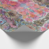 素敵なシックなフラワーガーデンウォーターカラー絵画ズ ラッピングペーパー (角)