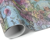 素敵なシックなフラワーガーデンウォーターカラー絵画ズ ラッピングペーパー (ロールコーナー)