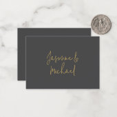 素敵なシックな書道カップル名グレー&金ゴールド ノートカード (正面/裏面インサイチュ)