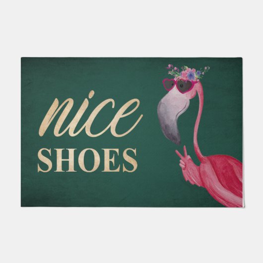 素敵なシューズFlamingoのドーおもしろいマット ドアマット (正面)