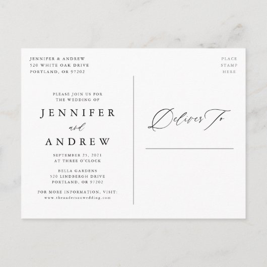 素敵なスクリプト写真の日付の変更 案内ポストカード (裏面)