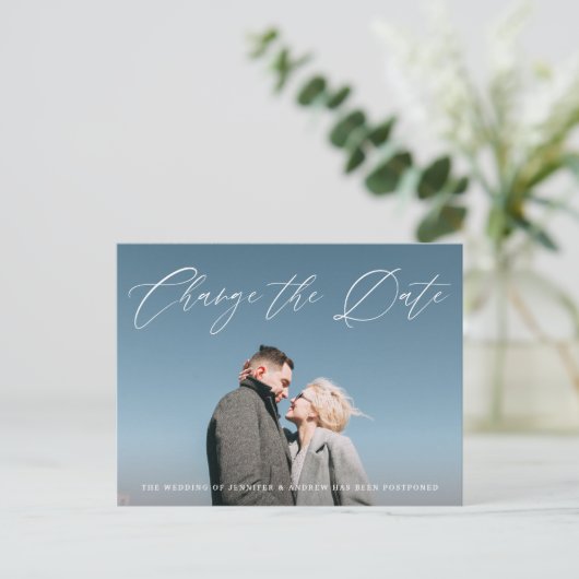 素敵なスクリプト写真の日付の変更 案内ポストカード (スタンド正面)