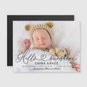 素敵なスクリプト写真の誕生のお知らせカード (正面/裏面)