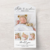 素敵なスクリプト写真の誕生のお知らせカード オールインワン招待状 (内側)