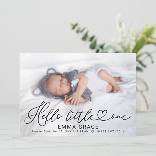 素敵なスクリプト写真の誕生のお知らせカード シーズンカード (スタンド正面)