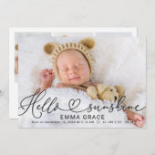 素敵なスクリプト写真の誕生のお知らせカード シーズンカード (正面/裏面)