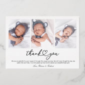 素敵なスクリプト写真出生発表カード 箔招待状 (裏面)