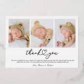 素敵なスクリプト写真出生発表カード 箔招待状 (裏面)