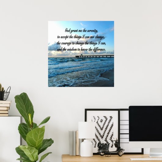 素敵なセレニティ祈りの言葉海とウェーブフォト ポスター (ホームオフィス)