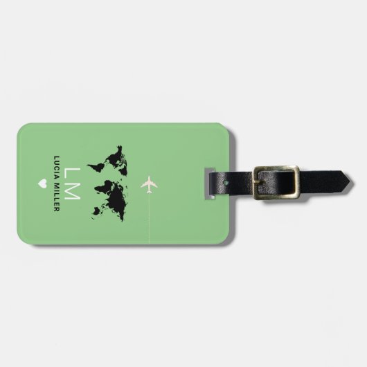 素敵なセージ緑の旅行荷物タグの名前 ラゲッジタグ (正面横)