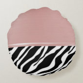 素敵なゼブラプリント、リボン弓、女性シルエット ラウンドクッション (裏面)