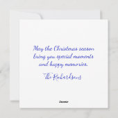 素敵なタイムイヤーエレガントブルークリスマスリース シーズンカード (裏面)