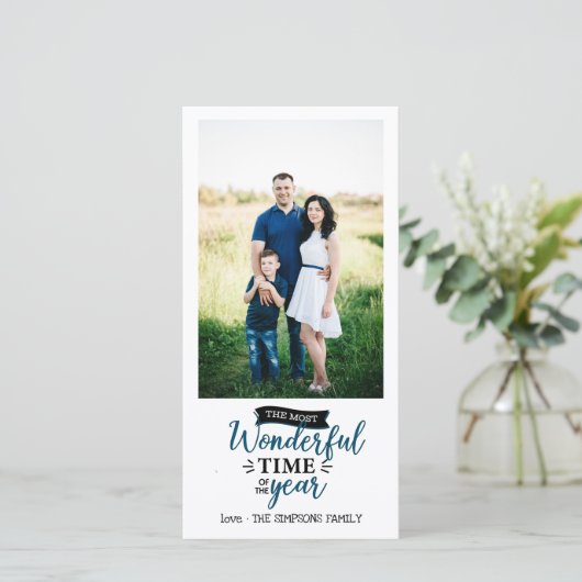 素敵なタイムブルーギンガムホリデーフォト カード (スタンド正面)