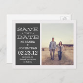 素敵なダークグレーの写真日付のポストカードを保存 案内ポストカード (正面/裏面)