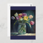 素敵なチューリップの水色 ポストカード