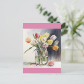 素敵なチューリップの水色 ポストカード (スタンド正面)