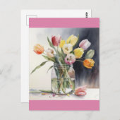 素敵なチューリップの水色 ポストカード (正面/裏面)