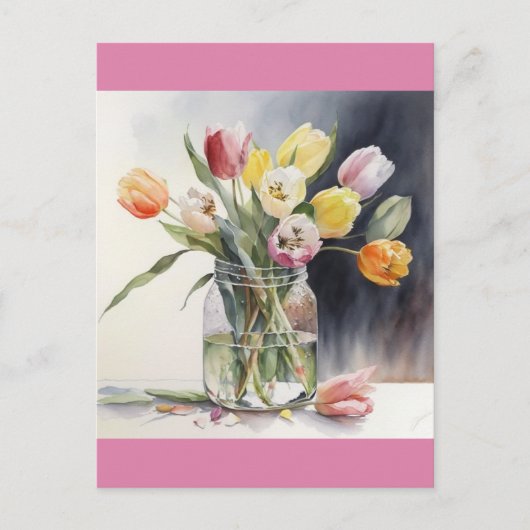 素敵なチューリップの水色 ポストカード (正面)