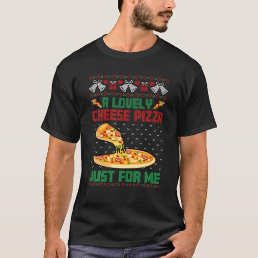 素敵なチーズピザ醜いクリスマスのセーおもしろいター Tシャツ (正面)