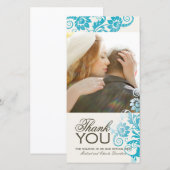 素敵なティール（緑がかった色）ありがとうフォトカード(4x8) サンキューカード (正面/裏面)