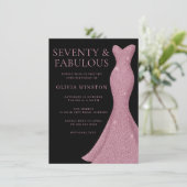 素敵なドレス エレガントな女性の70歳の誕生日 招待状 (スタンド正面)