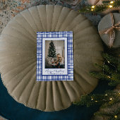 素敵なネイビーブルーのチェック柄 | クリスマスの家族写真 シーズンカード