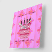 素敵なハッピーバースデー スクエア壁時計 (傾斜)