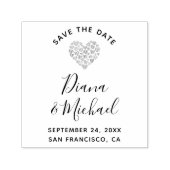 素敵なハートは日付の書道を保存 セルフインキングスタンプ (デザイン)