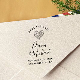 素敵なハートは日付の書道を保存 セルフインキングスタンプ