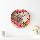 素敵なハートチョコレートの日付を保存 ラージ壁時計 (ホーム)