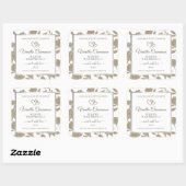 素敵なハートベージュとホワイトフローラ製品ラベル スクエアシール (シート)