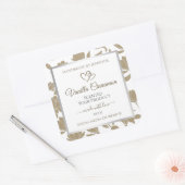 素敵なハートベージュとホワイトフローラ製品ラベル スクエアシール (封筒)