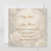 素敵なバラの結婚式の日付を保存 セーブザデート (裏面)