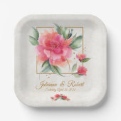 素敵なバラガーデン結婚予算 ペーパープレート (正面)
