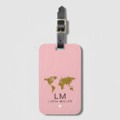 素敵なバラピンクの旅行荷物タグ彼女の名前 ラゲッジタグ (正面縦)