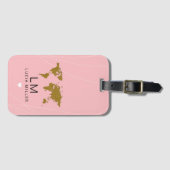 素敵なバラピンクの旅行荷物タグ彼女の名前 ラゲッジタグ (正面横)