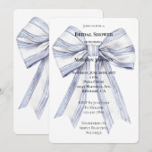 素敵なパープルとホワイトのリボン ブライダルシャワー 招待状 (正面/裏面)