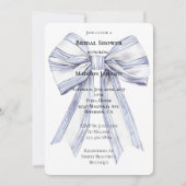 素敵なパープルとホワイトのリボン ブライダルシャワー 招待状 (正面)