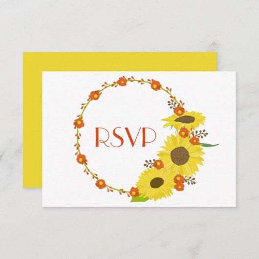 素敵なヒマワリRSVP 招待状 (正面/裏面)
