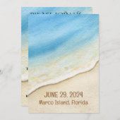 素敵なビーチ結婚式の日 – 招待状 (正面/裏面)