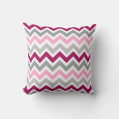 素敵なピンクとグレーのジグザグのパターン クッション (正面)