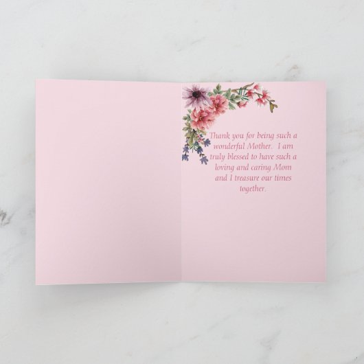 素敵なピンクとラベンダーの母の日カード カード (内部)