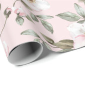 素敵なピンクと白の花のブライズシャワー ラッピングペーパー (ロールコーナー)